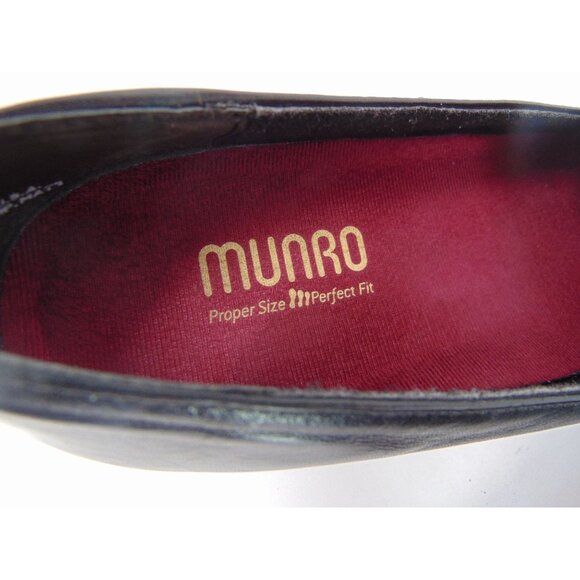 Munro Womens Black Leather Loafers 9.5 Heels Kiera Lizard Embossed Made USA - Picture 11 of 13